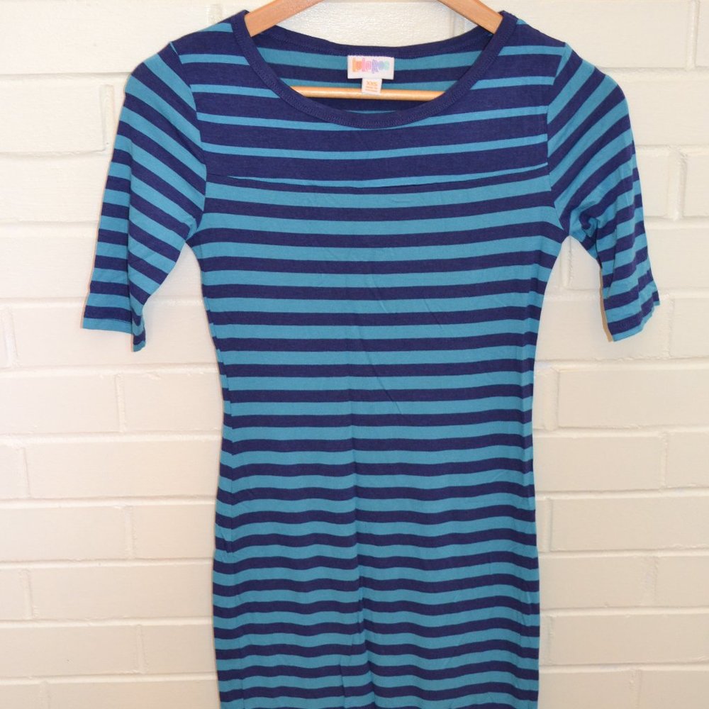 Lularoe Julia Dress, Blue Stripes, Never Worn